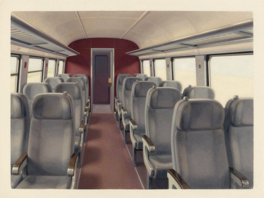 Standard class carriage interior on the Paris to Barcelona train
